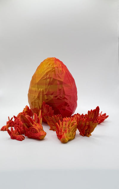 3D Printed Articulated Baby Dragon with Egg: Fantasy Toy, Collectible Decor, Unique Gift. Toddler Room Decor, Bookshelf and Desk Decor