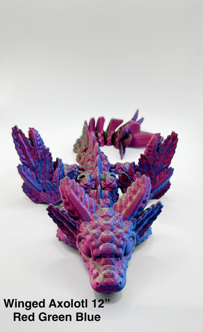 3D Printed Fantasy Axolotl Dragon: Articulated Figurine for Collectors, Kids & Home Decor, Bookshelf Decor, Toddler Room Decor Sensory Toy