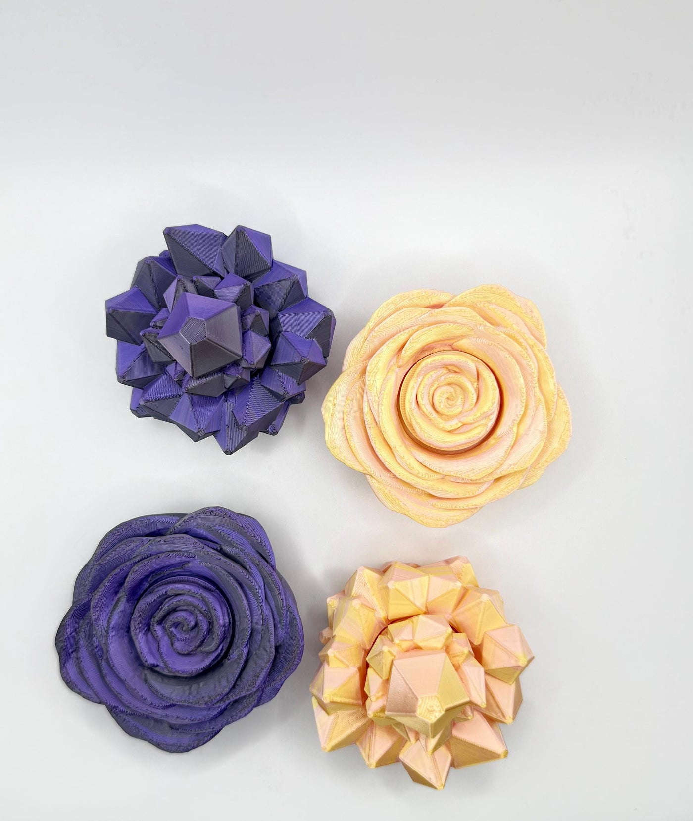 3D Printed Rose and Crystal Spinners Fidget-Transformable Stress Relief Toy, Colorful Gradient, Sensory Toy Birthday Gift Toddler Kids