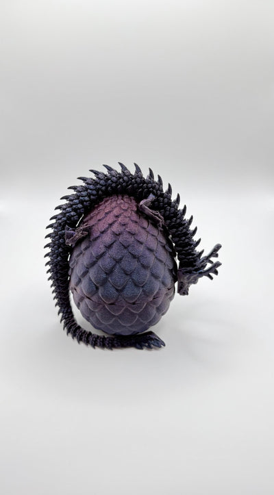 11" 3D Printed Articulated Dragon & Egg Figurine: Fantasy Collectible Desk Decor, Handmade Toy Gift, Bookshelf decor, Toddlers Room Decor
