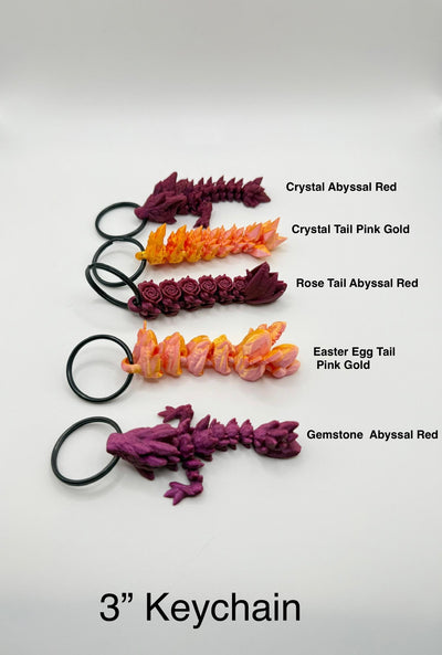 3D Printed Articulated Dragon and Tail Keychain , Unique Gift, Dragon Car Charm, Birthday Gift, Collectible Keyring Accessory, Kids Present