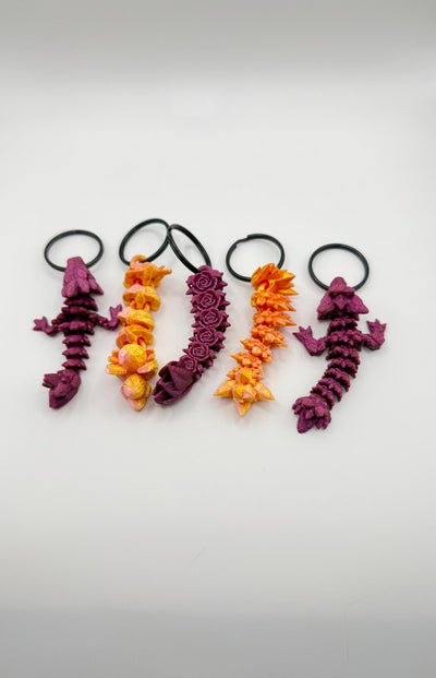 3D Printed Articulated Dragon and Tail Keychain , Unique Gift, Dragon Car Charm, Birthday Gift, Collectible Keyring Accessory, Kids Present