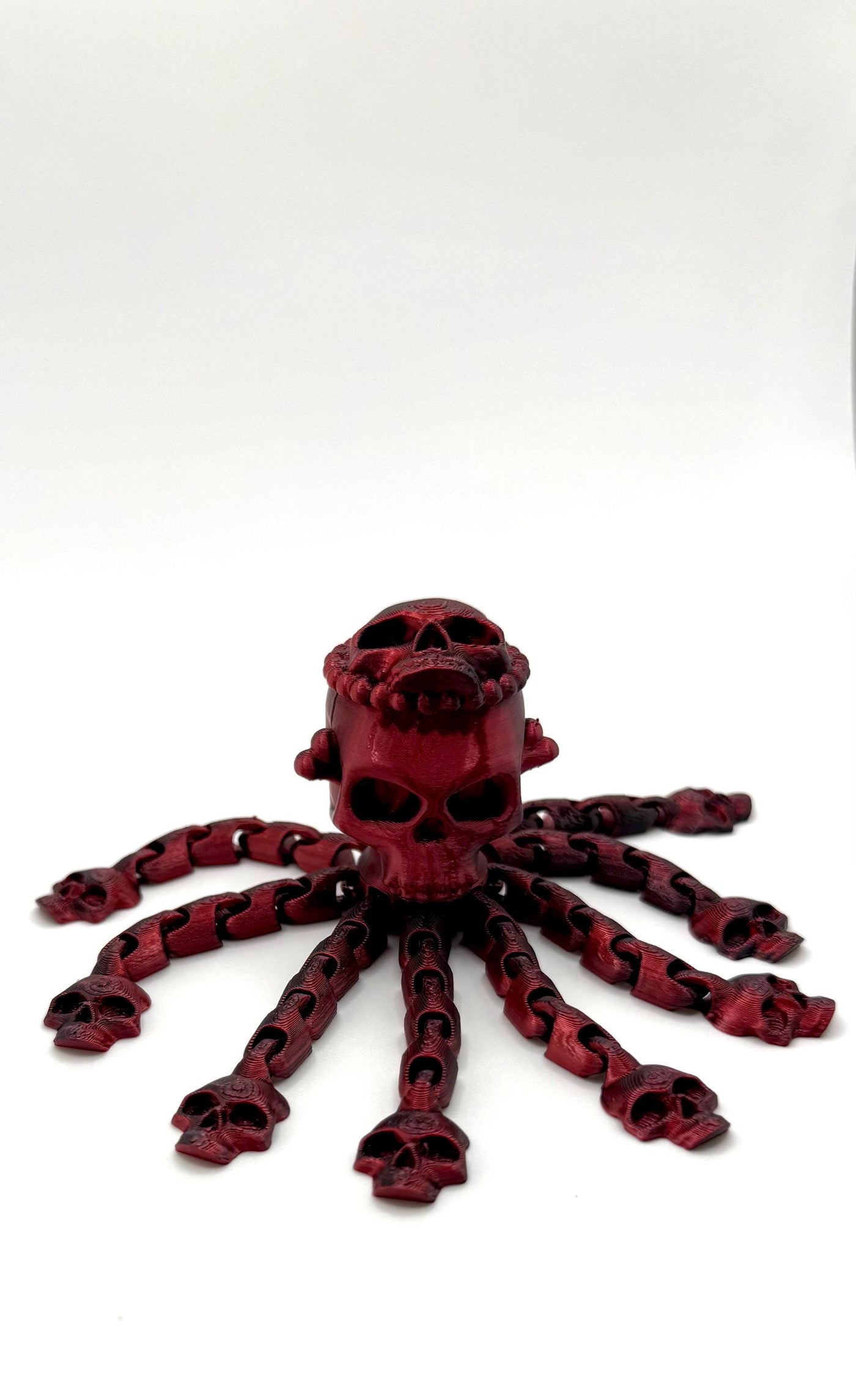 3D Printed Articulated Octopus Skull – Unique Poseable Figurine, Desk Toy & Gothic Home Décor