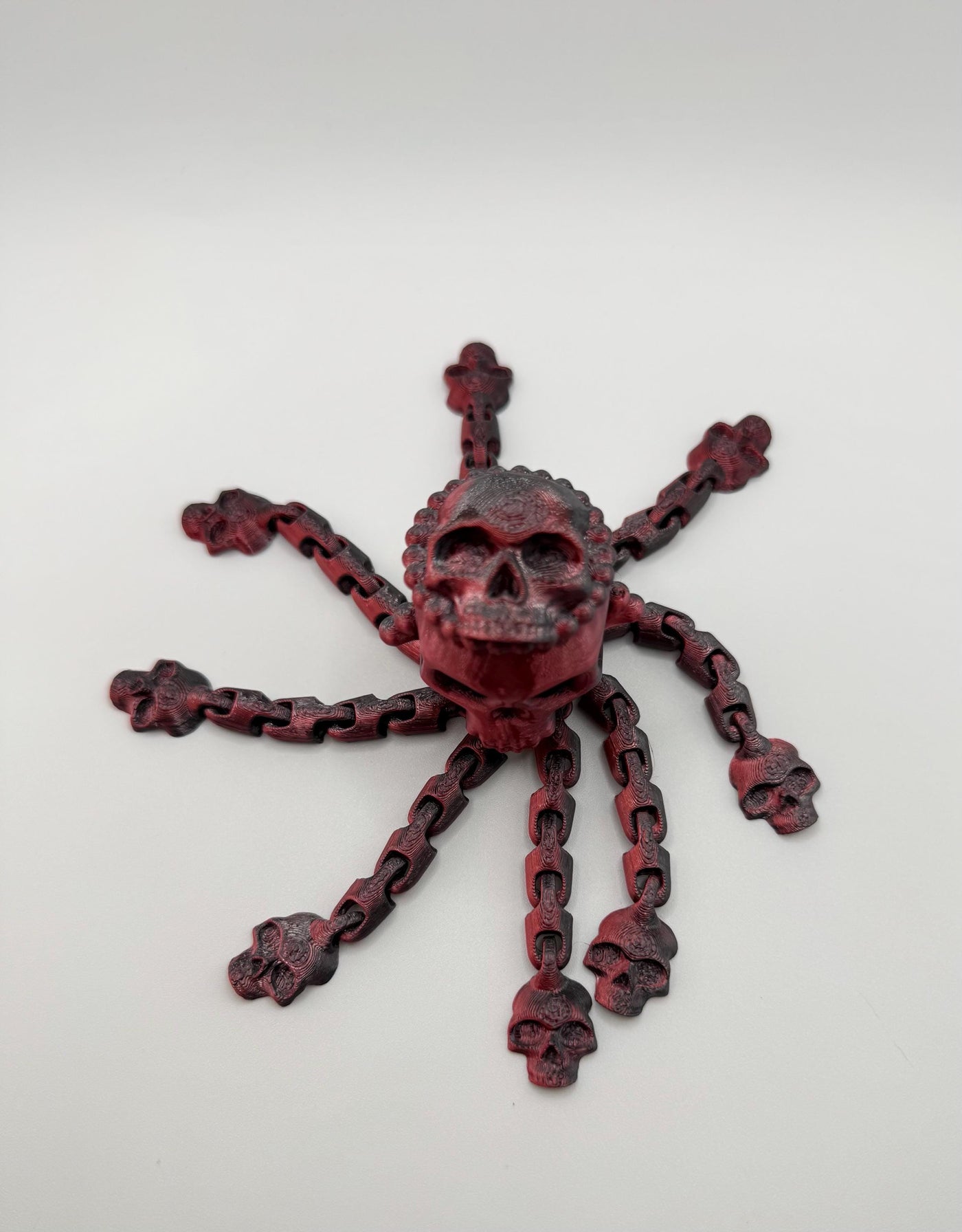 3D Printed Articulated Octopus Skull – Unique Poseable Figurine, Desk Toy & Gothic Home Décor