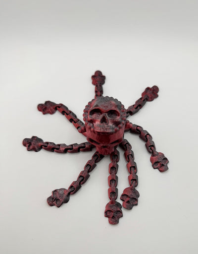 3D Printed Articulated Octopus Skull – Unique Poseable Figurine, Desk Toy & Gothic Home Décor