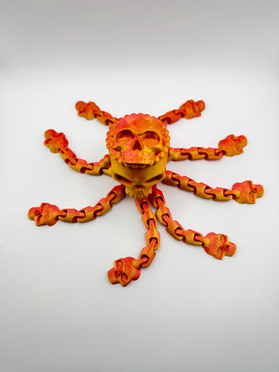 3D Printed Articulated Octopus Skull – Unique Poseable Figurine, Desk Toy & Gothic Home Décor