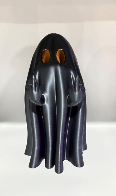 3D Printed Rude Ghost Figurine – Funny Middle Finger Desk Toy, Creepy Cute Halloween Decoration & Spooky Gothic Home Décor Gift