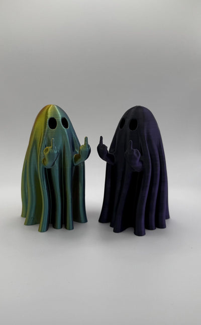 3D Printed Rude Ghost Figurine – Funny Middle Finger Desk Toy, Creepy Cute Halloween Decoration & Spooky Gothic Home Décor Gift