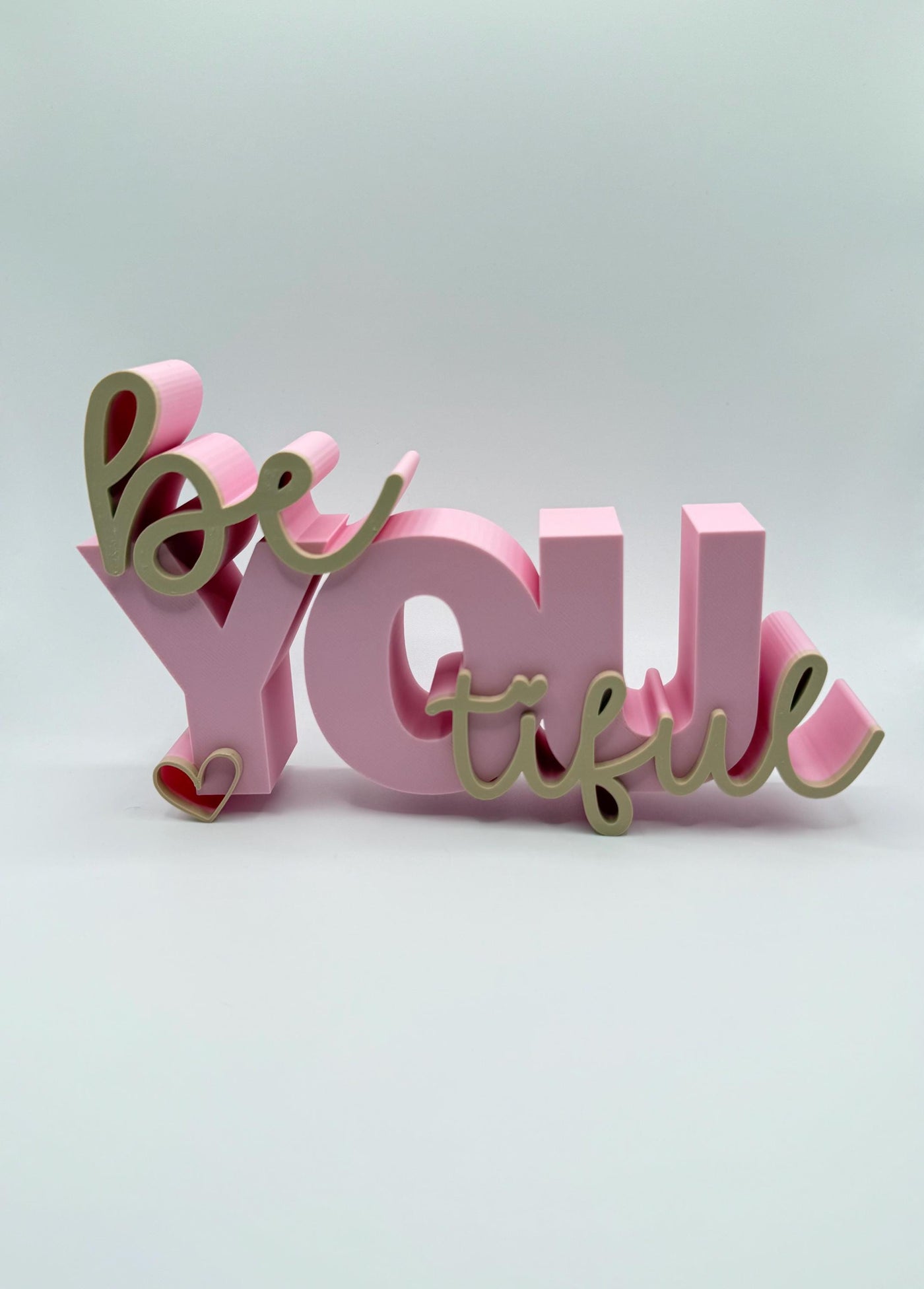 3D Printed Standing Sign “Be Beautiful” – Inspirational Word Art Motivational Desk or Shelf Decoration Modern Home Décor Self Love Gift Idea