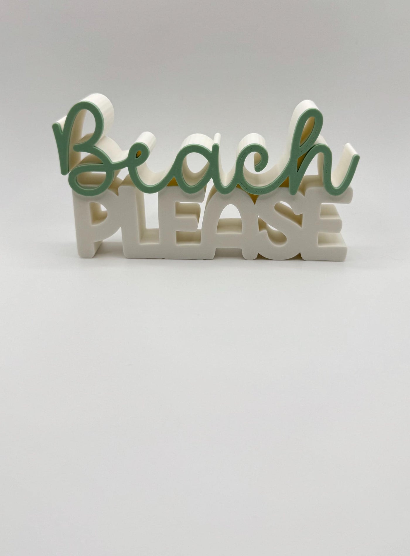 3D Printed Standing Sign “Beach Please” – Funny Coastal Décor, Summer Beach House Decoration, Ocean Inspired Desk or Shelf Sign, Beach Lover