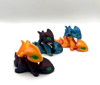 3D Printed Articulated Tiny Green Eye Dragon Fantasy Collectible Sensory Toy Gift, Bookshelf and Desk Decor Toddler Room Decor Birthday gift