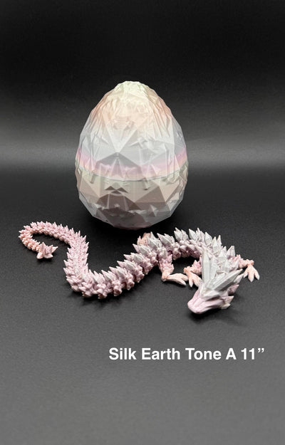3D Printed Crystal Dragon with Egg – Articulated Poseable Dragon Figurine, Fantasy Gift, Collectible Dragon Decor, Toy for Kids & Adults