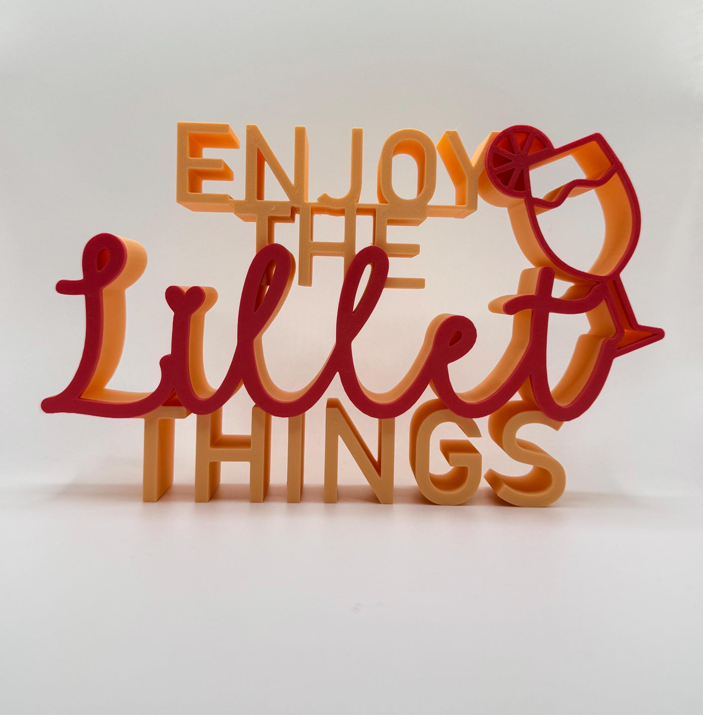 3D Printed Standing Sign Enjoy Lillet Things Funny Word Art for Bar Cart Cocktail Lover Gift Home Bar Decor Unique Lettering Shelf Décor