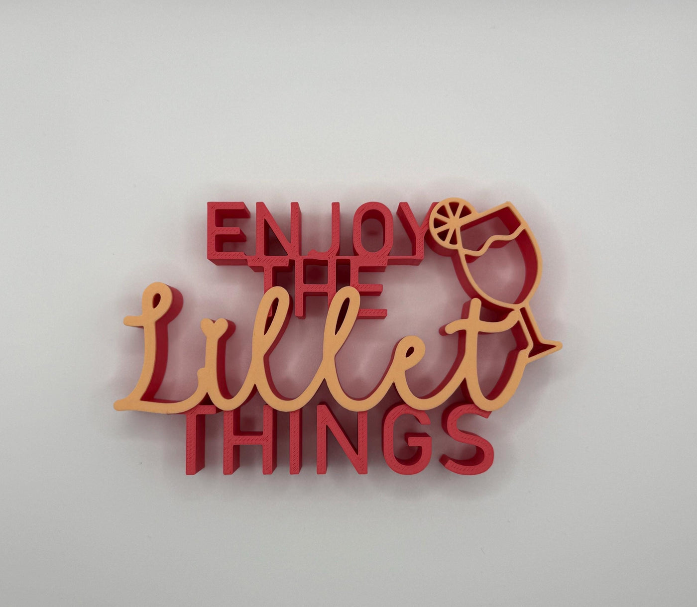3D Printed Standing Sign Enjoy Lillet Things Funny Word Art for Bar Cart Cocktail Lover Gift Home Bar Decor Unique Lettering Shelf Décor