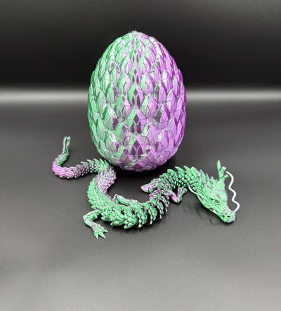 3D Printed Articulated Dragon with NEW Egg Fantasy Figurine, Fantasy Collectible Desk Toy, Toddler Room Bookshelf Decor, Birthday Gift