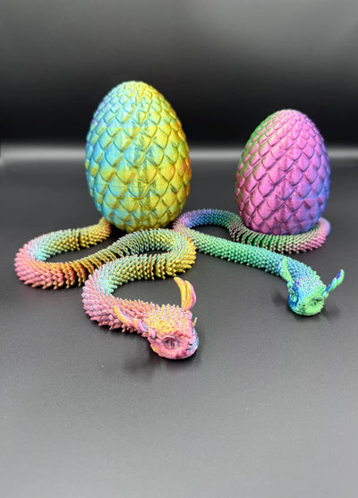 3D Printed Articulated Snake with Egg: Unique Sensory Toy, Bookshelf and Desk Decor, Birthday Gift, Toddlers Room Decor, Easter