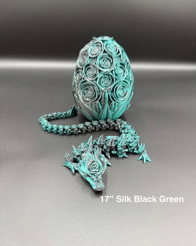 3D Printed Articulated Rose Dragon and Egg: Fantasy Figurine, Collectible & Sensory Toy, Bookshelf and Desk Decor, Toddler Room Decor