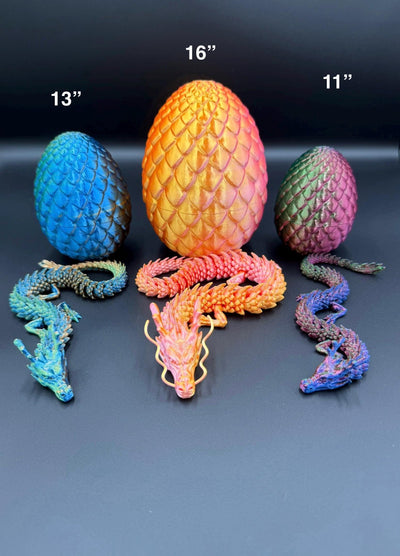 3D Printed Articulated Chinese Dragon and Egg Fantasy Figurine, Collectible & Sensory Toy, Bookshelf and Desk Decor, Toddler Room Decor