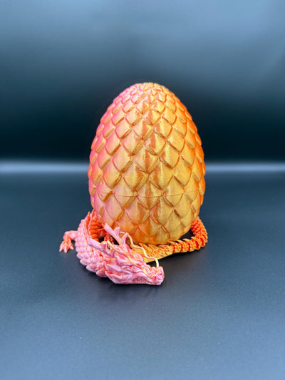 3D Printed Articulated Chinese Dragon and Egg Fantasy Figurine, Collectible & Sensory Toy, Bookshelf and Desk Decor, Toddler Room Decor