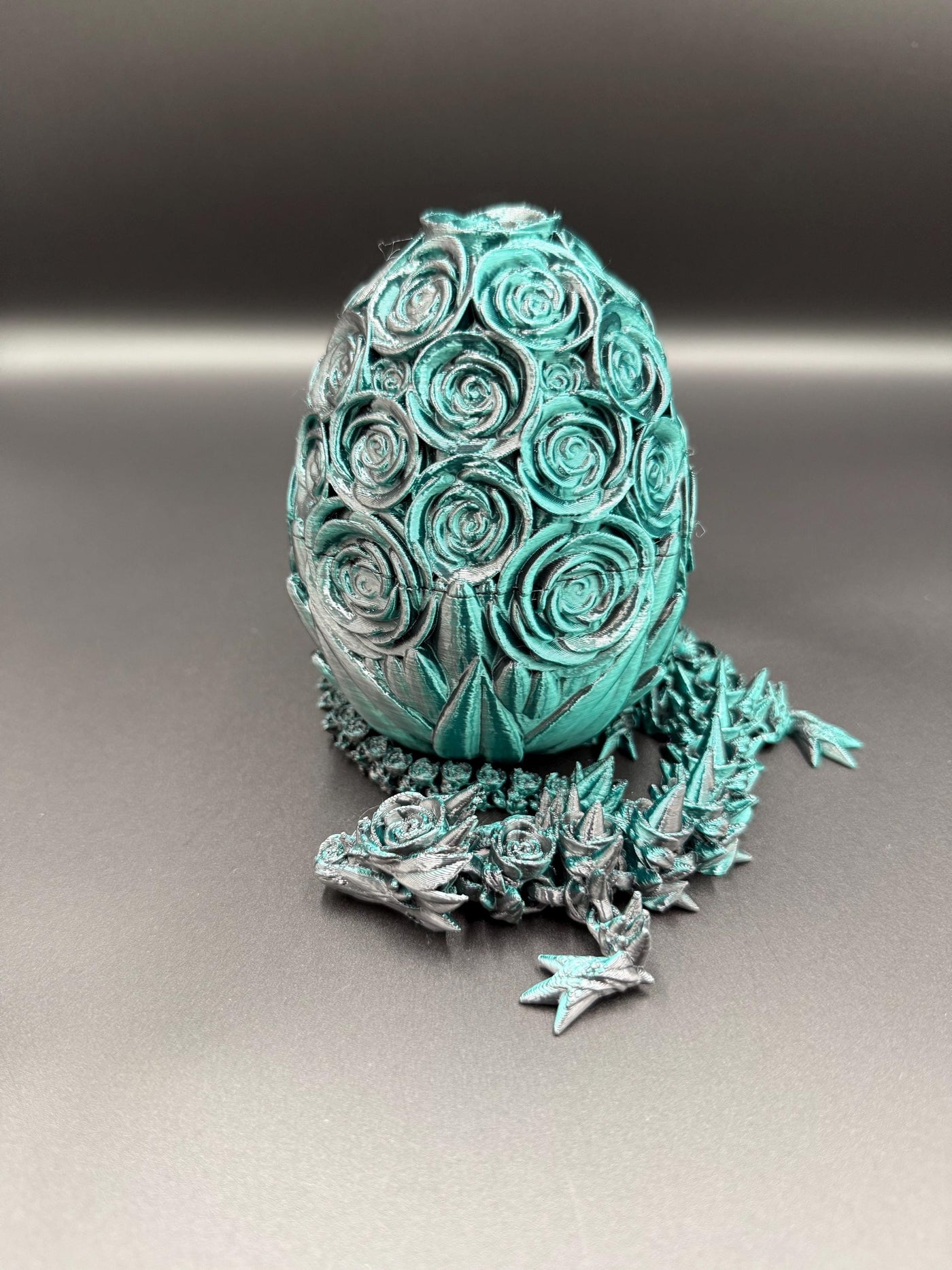 3D Printed Articulated Rose Dragon and Egg: Fantasy Figurine, Collectible & Sensory Toy, Bookshelf and Desk Decor, Toddler Room Decor