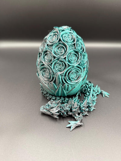 3D Printed Articulated Rose Dragon and Egg: Fantasy Figurine, Collectible & Sensory Toy, Bookshelf and Desk Decor, Toddler Room Decor
