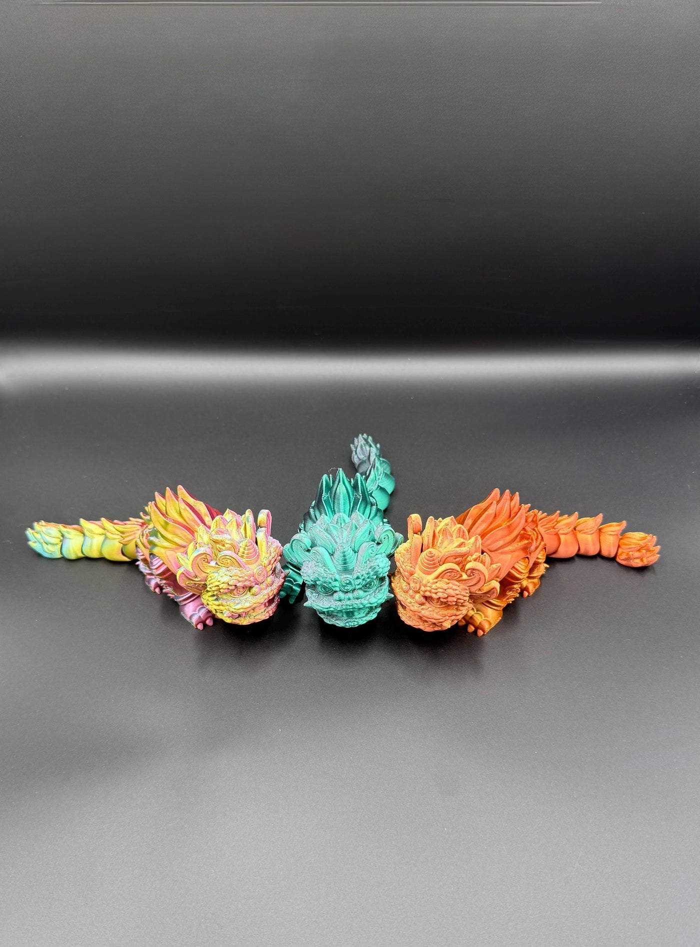 3D Printed Articulated Chinese Kirin Lion Poseable Mythical Beast Figurine, Fantasy Fidget Toy, Desk & Bookshelf Decor, Gift for Collectors