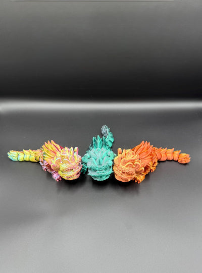 3D Printed Articulated Chinese Kirin Lion Poseable Mythical Beast Figurine, Fantasy Fidget Toy, Desk & Bookshelf Decor, Gift for Collectors