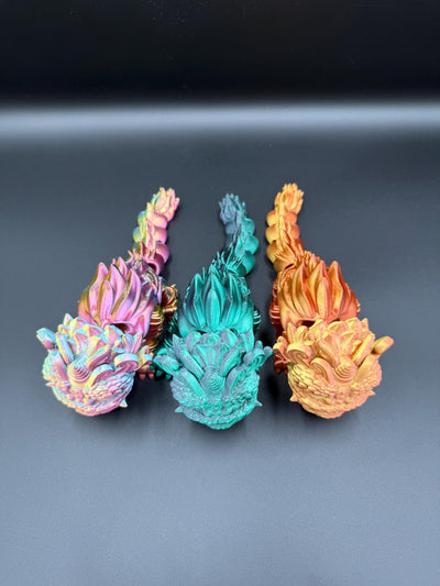 3D Printed Articulated Chinese Kirin Lion Poseable Mythical Beast Figurine, Fantasy Fidget Toy, Desk & Bookshelf Decor, Gift for Collectors