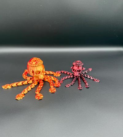 3D Printed Articulated Octopus Skull – Unique Poseable Figurine, Desk Toy & Gothic Home Décor, Bookshelf decor, desk toy, Halloween Decor