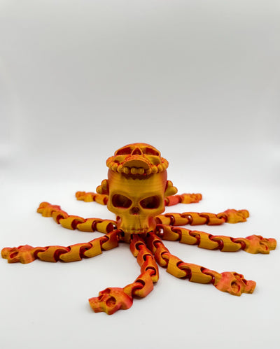 3D Printed Articulated Octopus Skull – Unique Poseable Figurine, Desk Toy & Gothic Home Décor