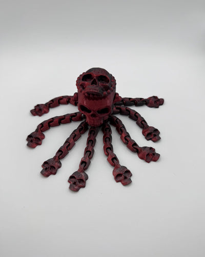 3D Printed Articulated Octopus Skull – Unique Poseable Figurine, Desk Toy & Gothic Home Décor