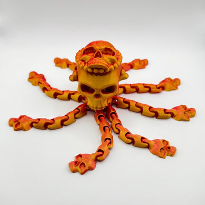 3D Printed Articulated Octopus Skull – Unique Poseable Figurine, Desk Toy & Gothic Home Décor
