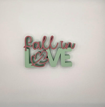 3D Printed “Fall in Love” Standing Sign – Modern Lettering Décor, Wedding Decoration & Romantic Home Accent Fall Decoration, Bookshelf decor