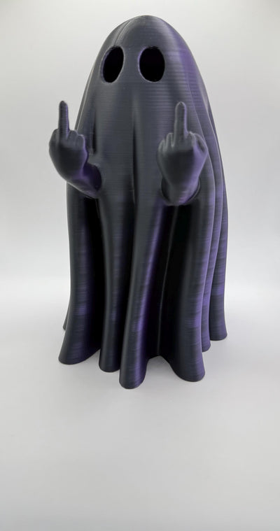 3D Printed Rude Ghost Figurine – Funny Middle Finger Desk Toy, Creepy Cute Halloween Decoration & Spooky Gothic Home Décor Gift