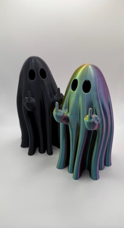 3D Printed Rude Ghost Figurine – Funny Middle Finger Desk Toy, Creepy Cute Halloween Decoration & Spooky Gothic Home Décor Gift