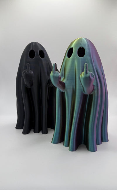 3D Printed Rude Ghost Figurine – Funny Middle Finger Ghost Decor, Spooky Desk Toy, Halloween Gag Gift for Goth & Dark Humor Fans