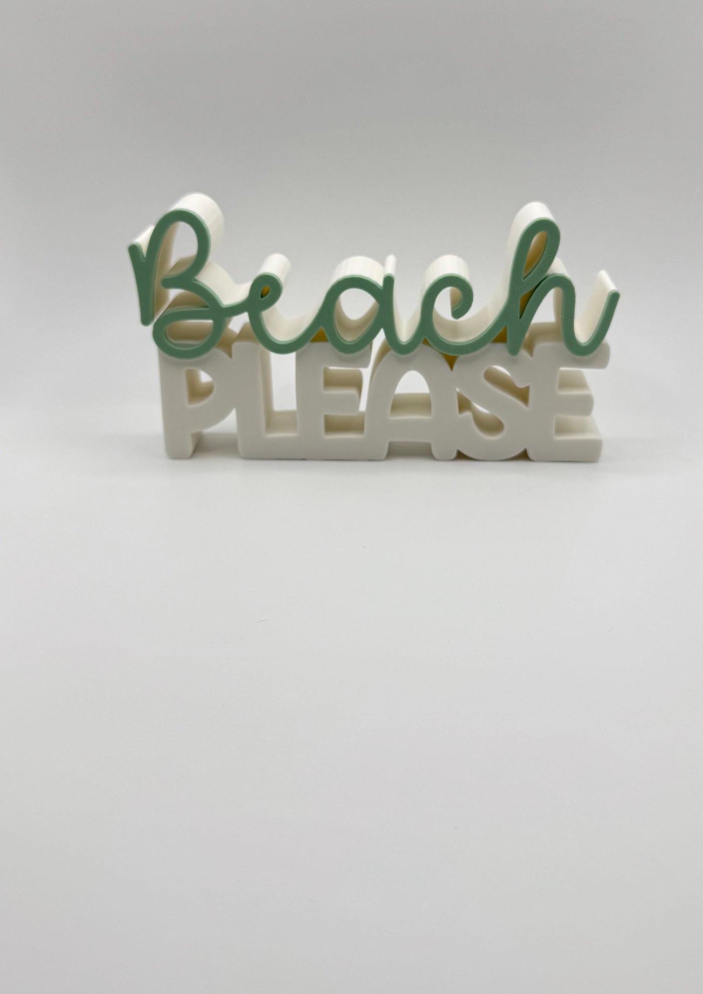 3D Printed Standing Sign “Beach Please” – Funny Coastal Décor, Summer Beach House Decoration, Ocean Inspired Desk or Shelf Sign, Beach Lover