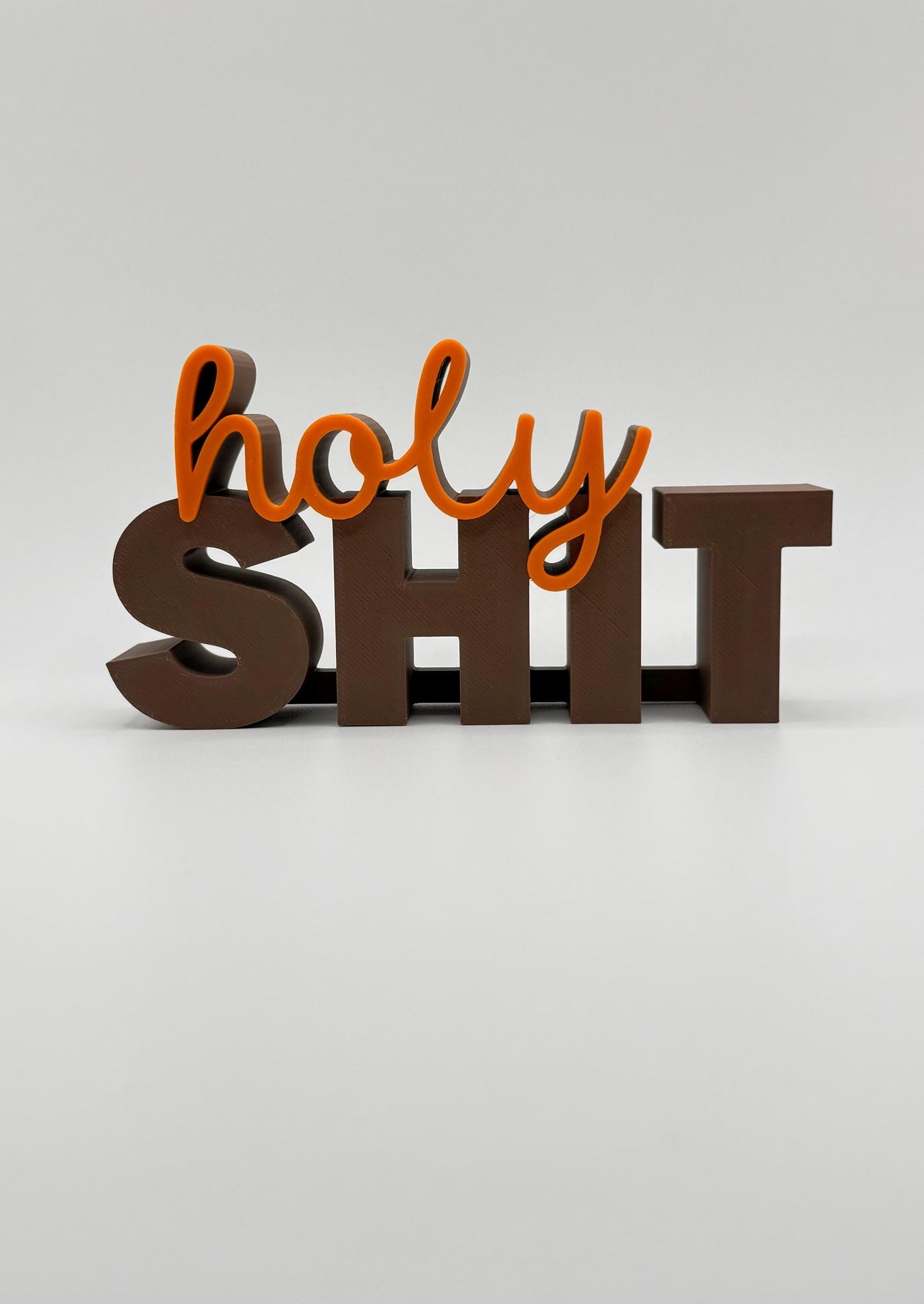 3D Printed Standing Sign “Holy Shit” – Funny Word Art Desk or Bookhelf Decoration, Humorous Home Décor, Unique Gag Gift Idea for Friends