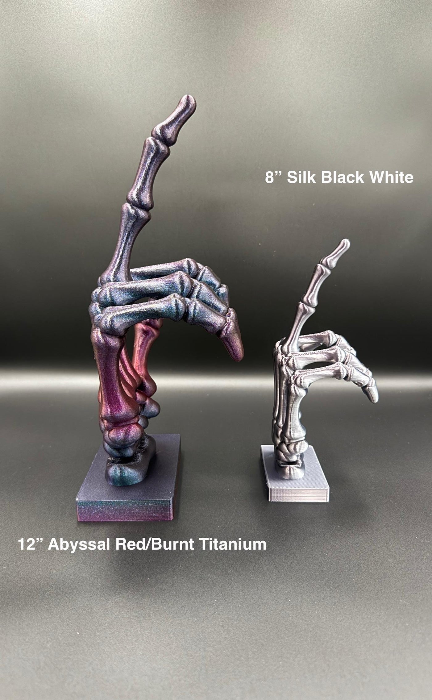 3D Printed Skeleton Hand with Middle Finger Statue – Gothic Desk Decor, Funny Halloween Figurine, Spooky Bookshelf Ornament Unique Gift Idea