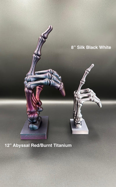 3D Printed Skeleton Hand with Middle Finger Statue – Gothic Desk Decor, Funny Halloween Figurine, Spooky Bookshelf Ornament Unique Gift Idea