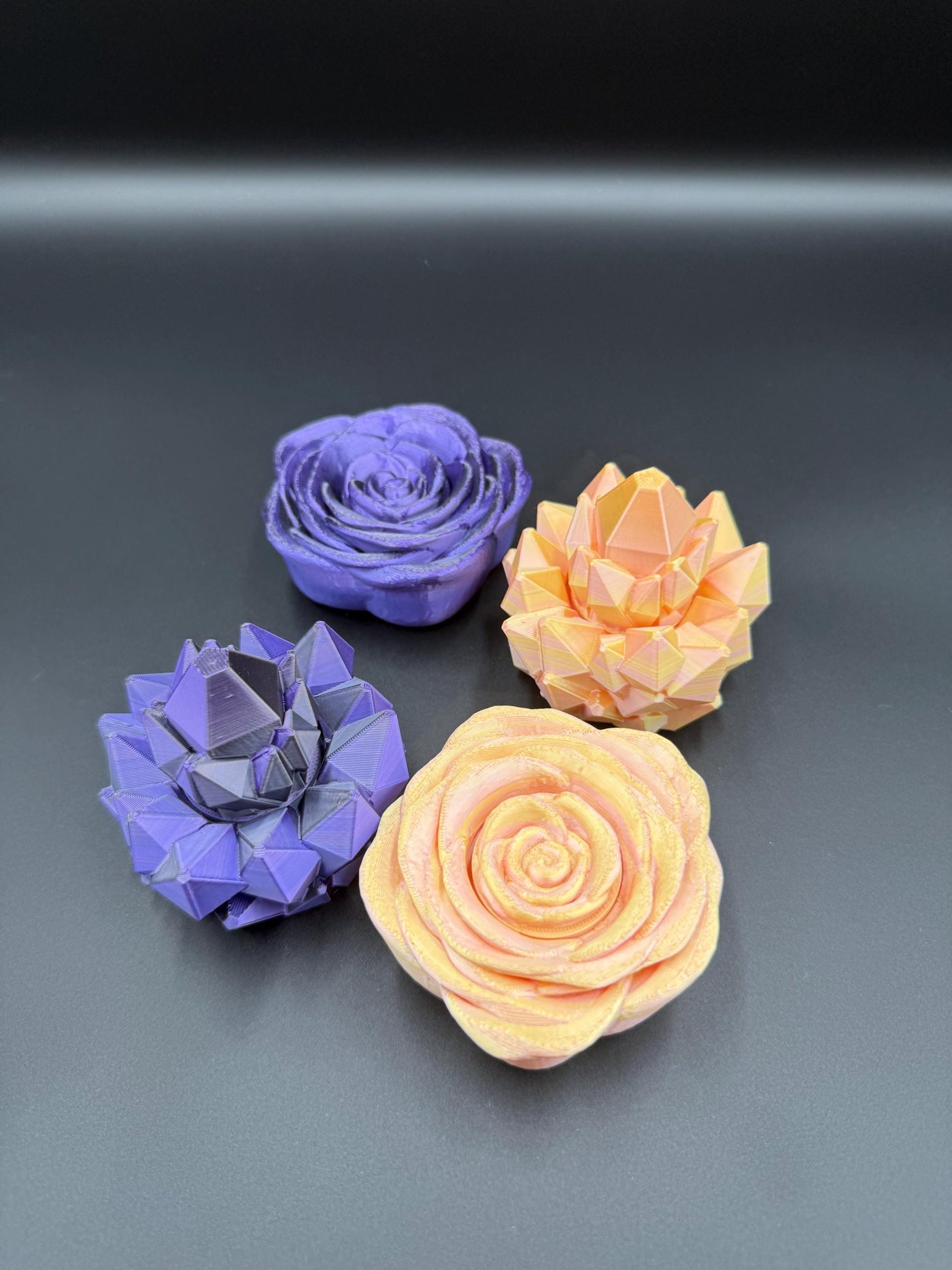 3D Printed Rose and Crystal Spinners Fidget-Transformable Stress Relief Toy, Colorful Gradient, Sensory Toy Birthday Gift Toddler Kids
