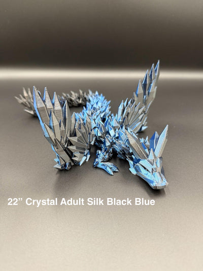 3D Printed Articulated Crystal Dragon with Wings : Fantasy Figurine, Collectible Toy & Desktop Decor, Bookshelf Decor, Toddler Gift, Sensory