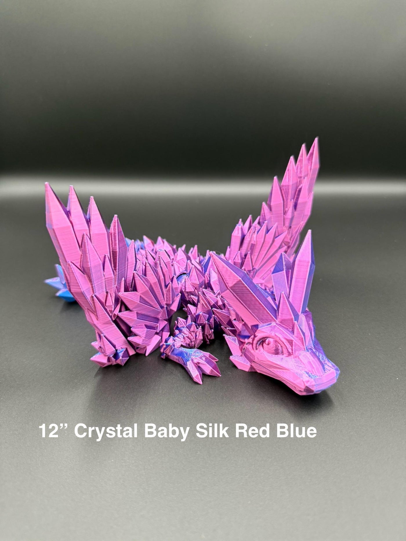 3D Printed Articulated Crystal Dragon with Wings : Fantasy Figurine, Collectible Toy & Desktop Decor, Bookshelf Decor, Toddler Gift, Sensory