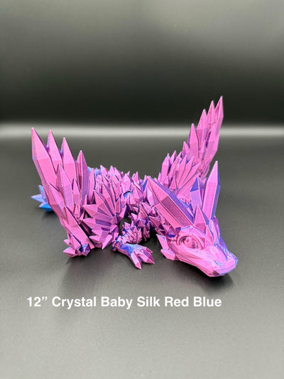 3D Printed Articulated Crystal Dragon with Wings : Fantasy Figurine, Collectible Toy & Desktop Decor, Bookshelf Decor, Toddler Gift, Sensory