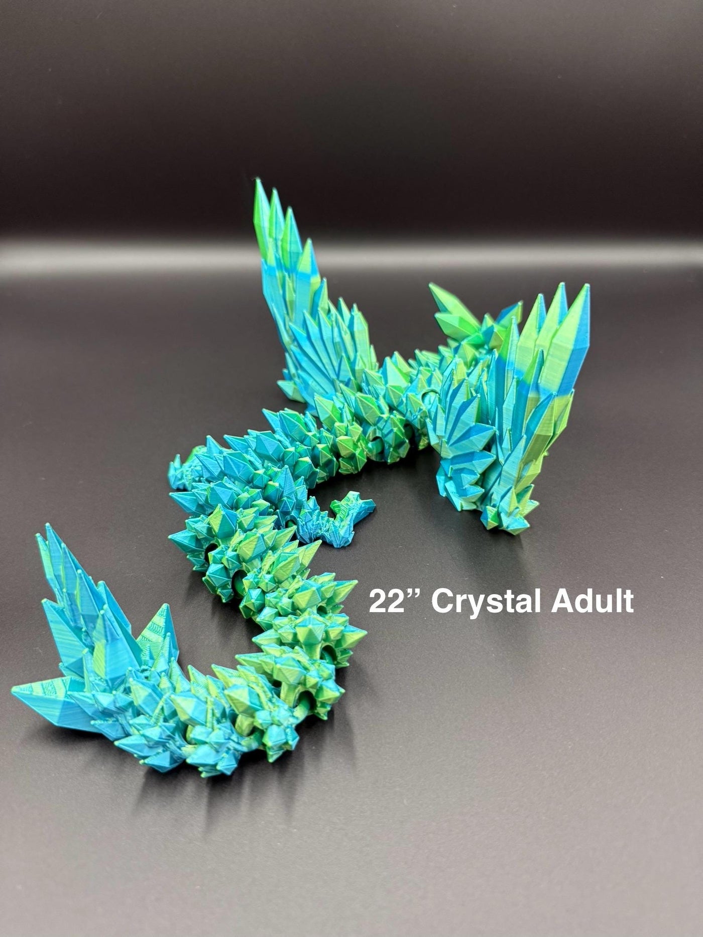 3D Printed Articulated Crystal Dragon with Wings : Fantasy Figurine, Collectible Toy & Desktop Decor, Bookshelf Decor, Toddler Gift, Sensory
