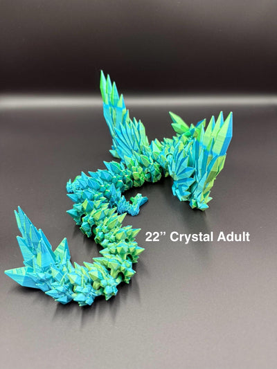 3D Printed Articulated Crystal Dragon with Wings : Fantasy Figurine, Collectible Toy & Desktop Decor, Bookshelf Decor, Toddler Gift, Sensory