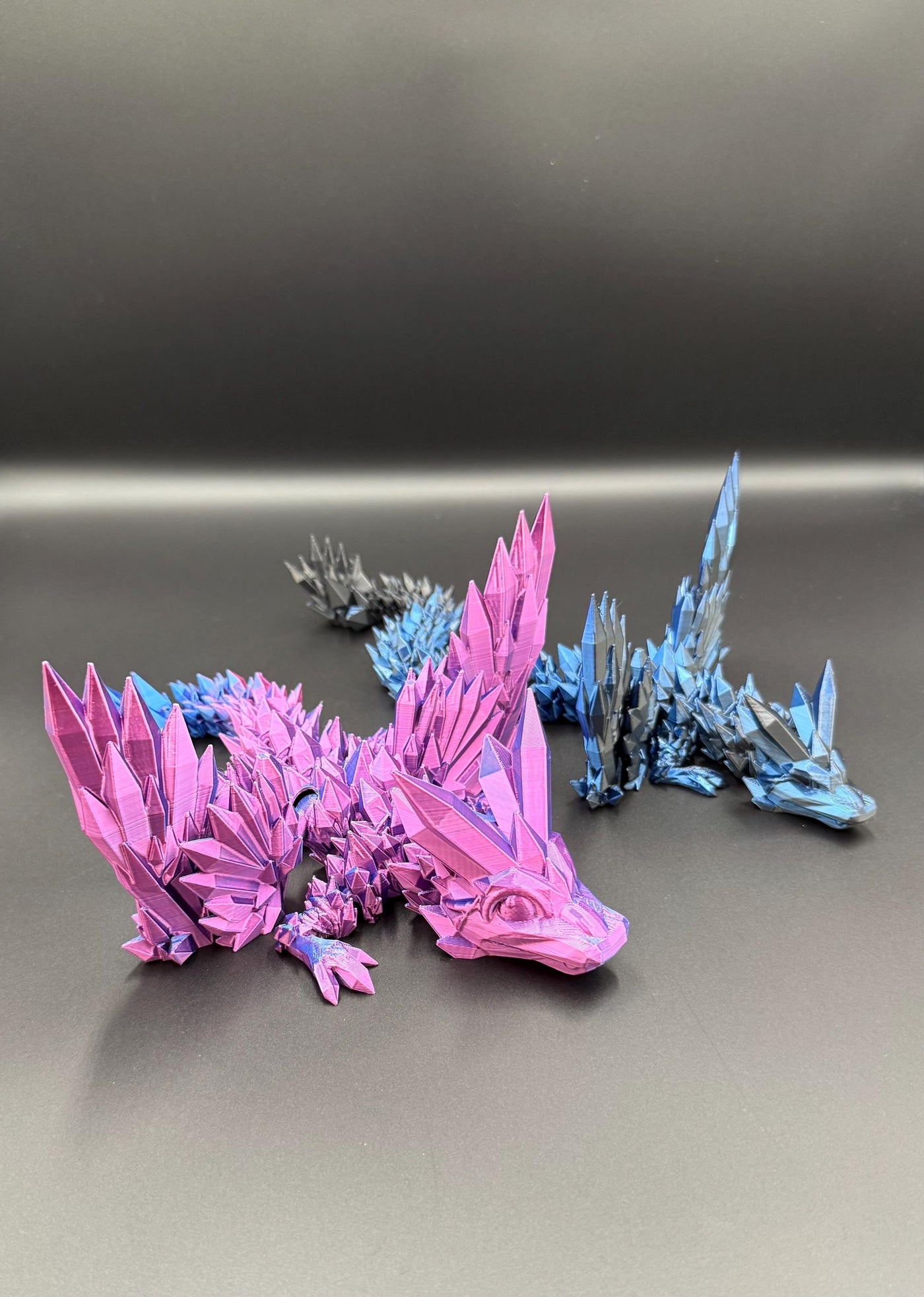 3D Printed Articulated Crystal Dragon with Wings : Fantasy Figurine, Collectible Toy & Desktop Decor, Bookshelf Decor, Toddler Gift, Sensory