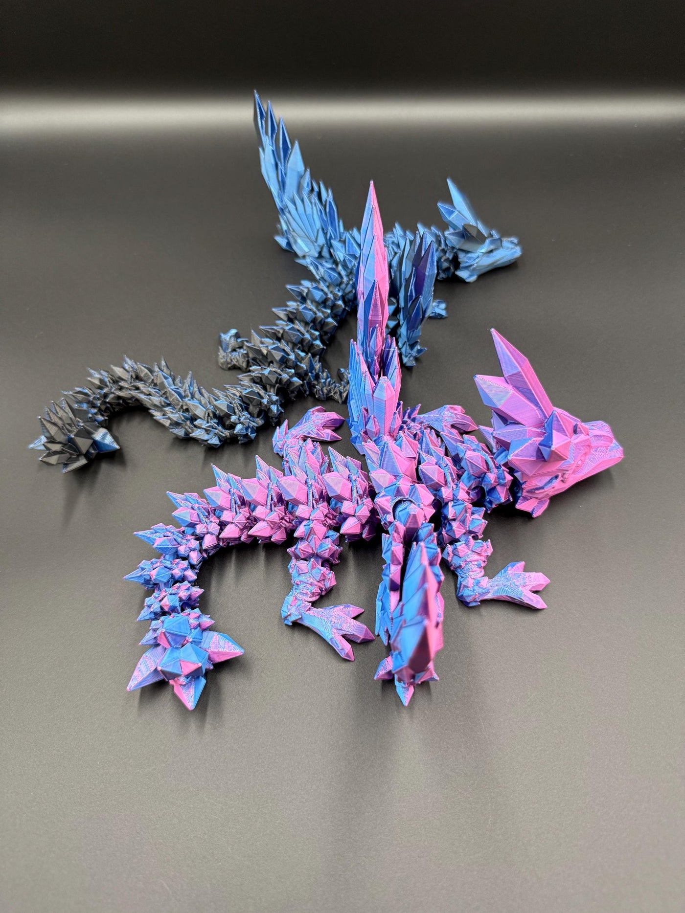 3D Printed Articulated Crystal Dragon with Wings : Fantasy Figurine, Collectible Toy & Desktop Decor, Bookshelf Decor, Toddler Gift, Sensory