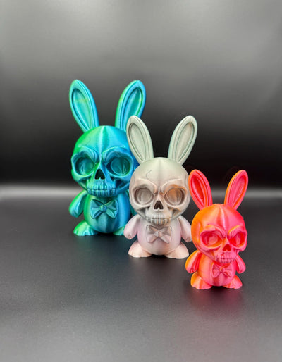 3D Printed Skull Bunny Figurine – Gothic Bunny Statue, Creepy Cute Desk Decor, Spooky Halloween Collectible, Unique Gift for Rabbit Lovers