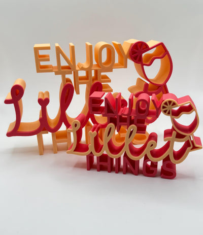 3D Printed Standing Sign Enjoy Lillet Things Funny Word Art for Bar Cart Cocktail Lover Gift Home Bar Decor Unique Lettering Shelf Décor